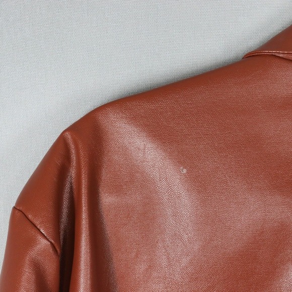 Princess Polly Blazer Jacket Womens Sz 20 Brown Jocelyn Vegan Leather Oversized - Picture 7 of 8